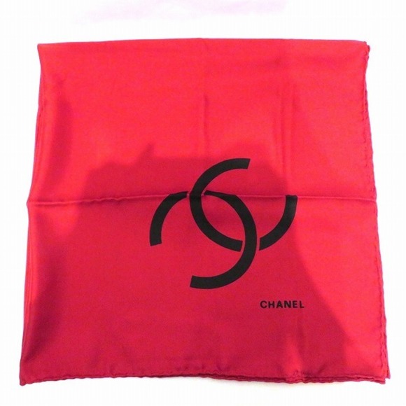 Chanel CHANEL CC red black large scarf ladies - Picture 7 of 9